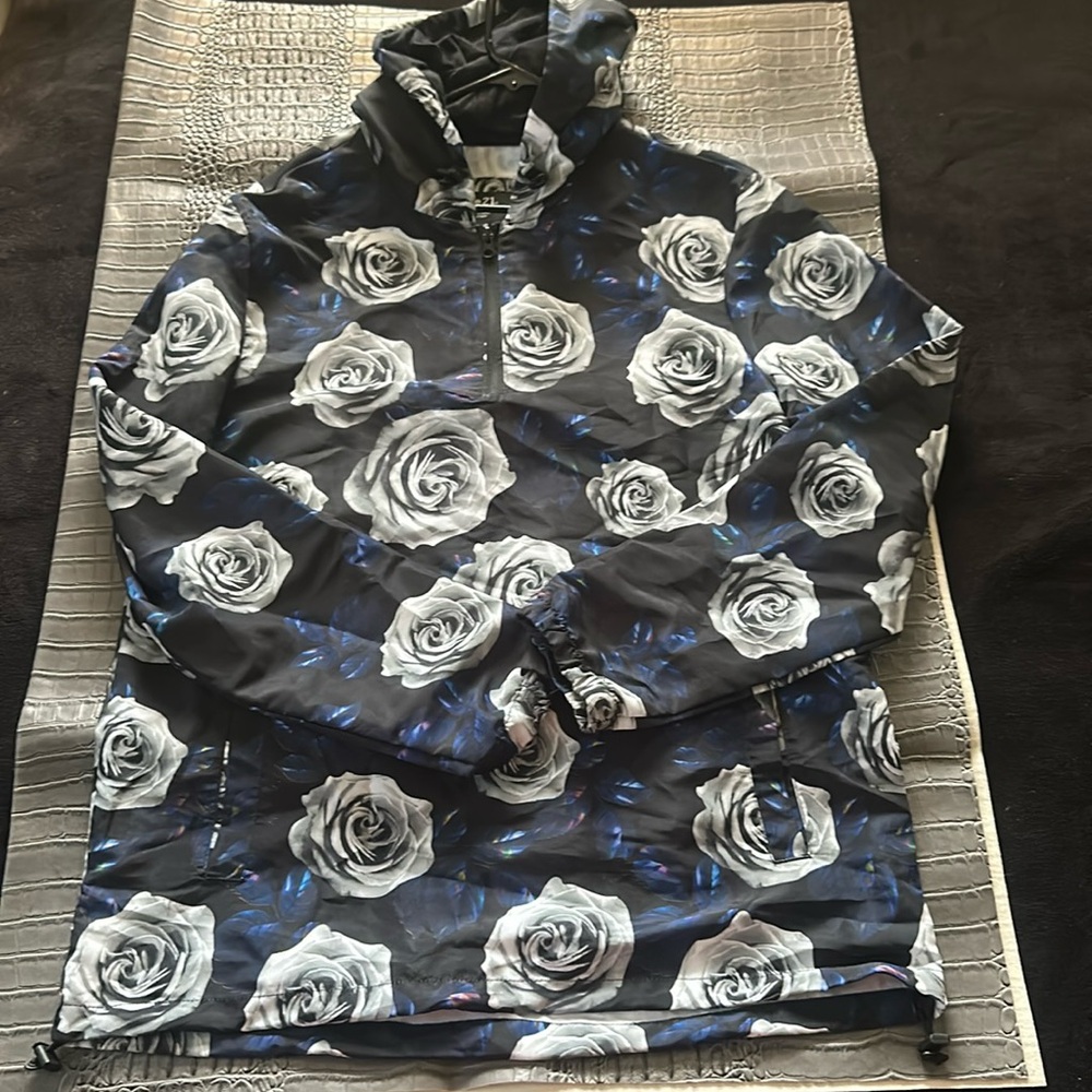 Sold Men's rose wind breaker partial zip